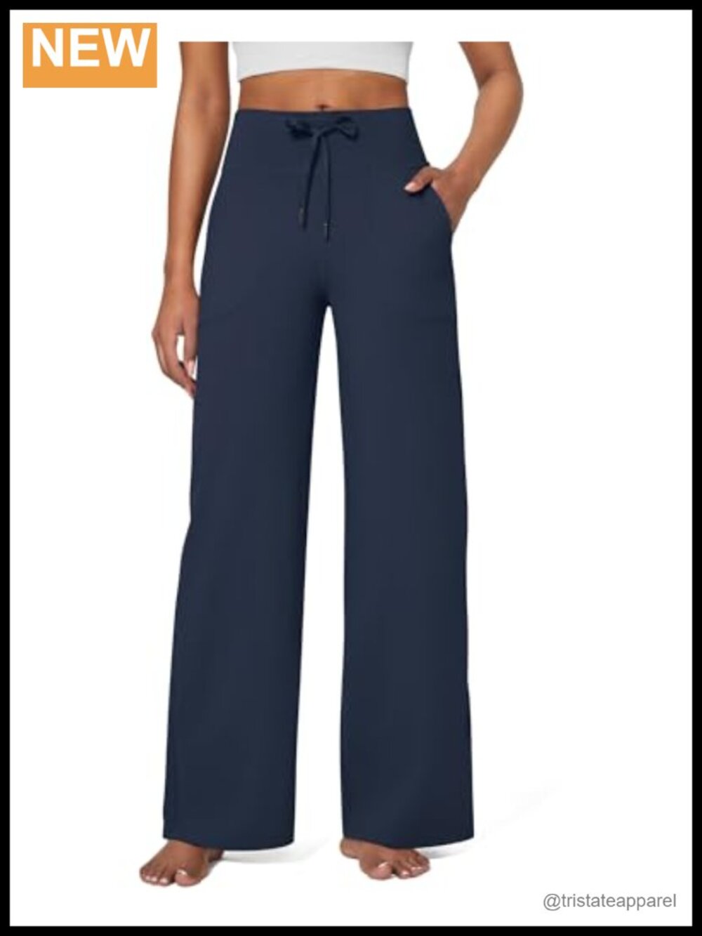 Wide Leg Yoga Sweatpants High Waist Drawstring Pockets Moisture Wicking